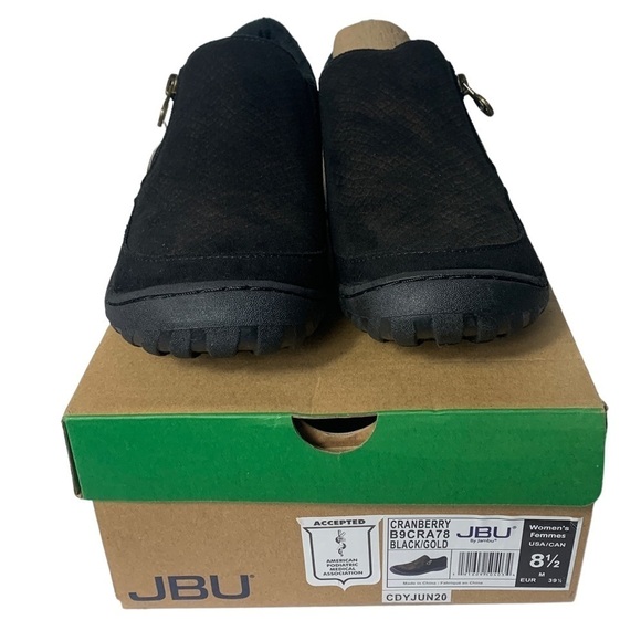 - NIB JBU by Jambu Black Gold Cranberry Side-zip Fleece Lined Loafer Shoe - Picture 9 of 13